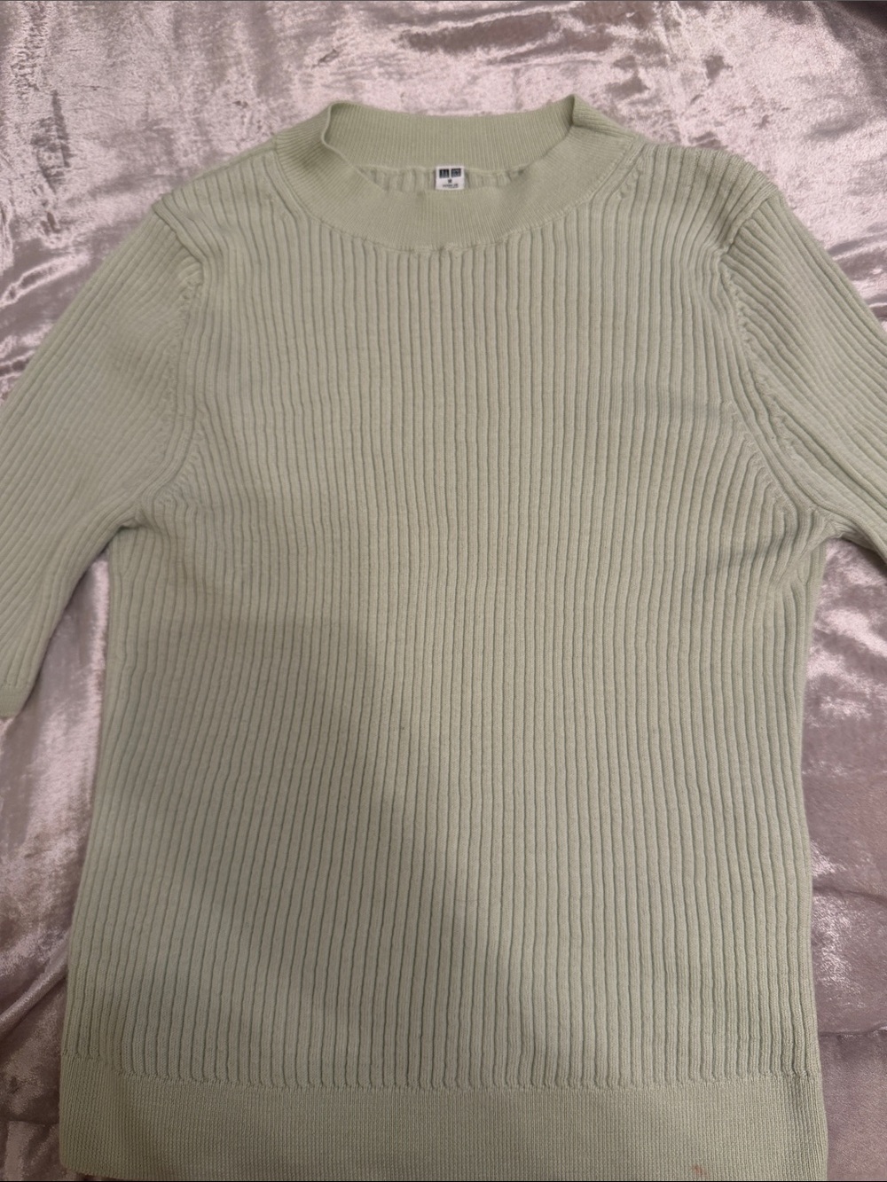 Uniqlo Mint Green Ribbed Crewneck Top